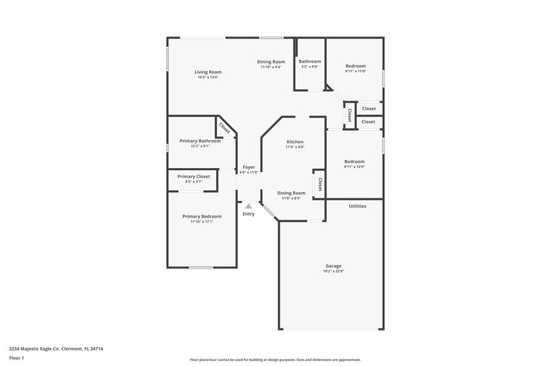 1,990/Mo, 2234 Majestic Eagle Cir Clermont, FL 34714 Floor Plan View