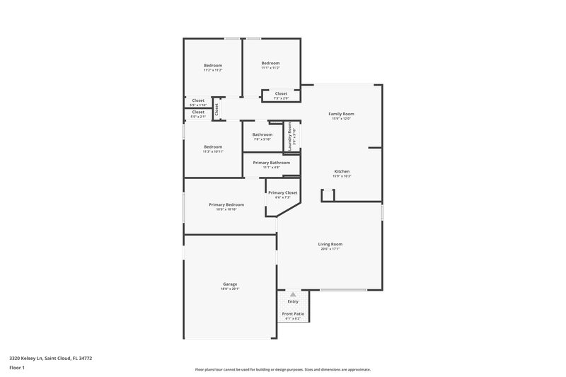 1,825/Mo, 3320 Kelsey Ln Saint Cloud, FL 34772 Floor Plan View