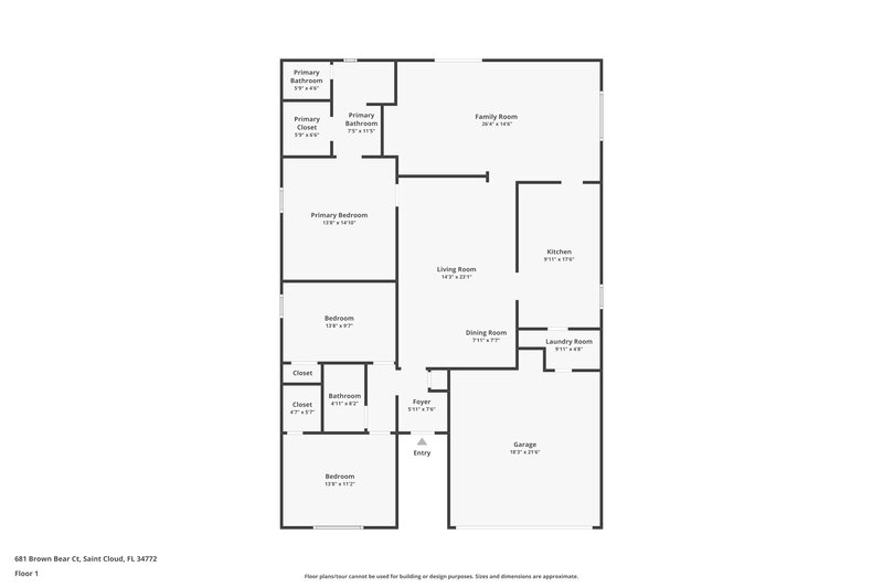 1,760/Mo, 681 Brown Bear Ct Saint Cloud, FL 34772 Floor Plan View