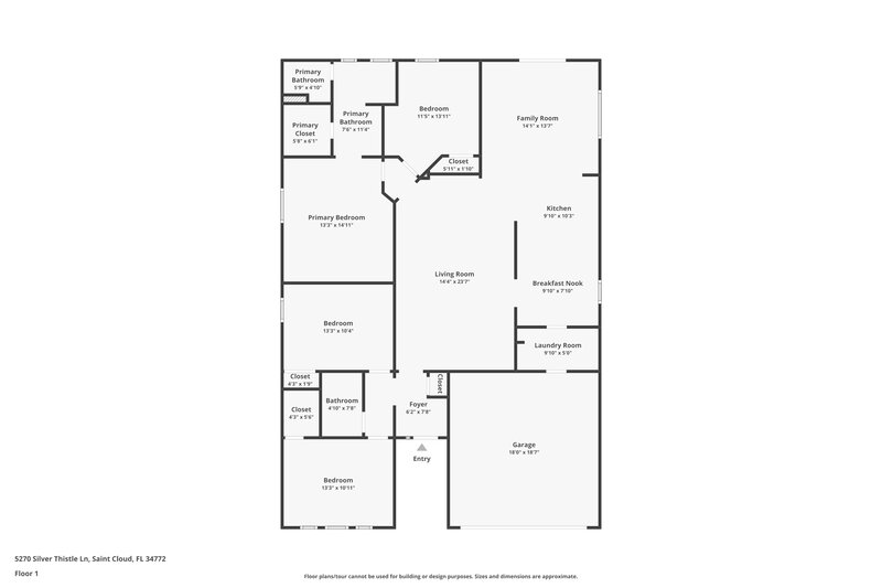 3,440/Mo, 5270 Silver Thistle Ln Saint Cloud, FL 34772 Floor Plan View