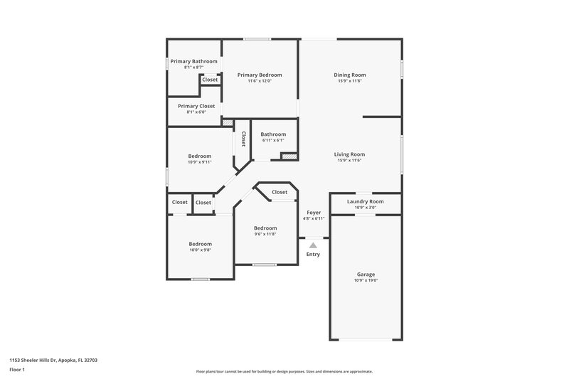 2,085/Mo, 1153 Sheeler Hills Dr Apopka, FL 32703 Floor Plan View