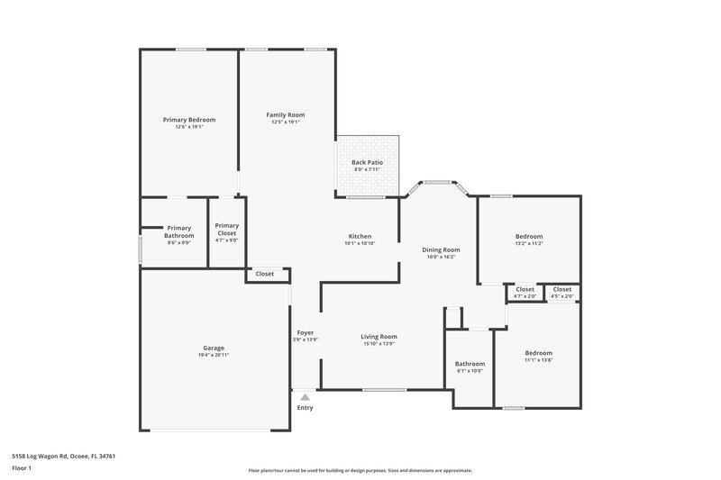 2,050/Mo, 5158 Log Wagon Rd Ocoee, FL 34761 Floor Plan View