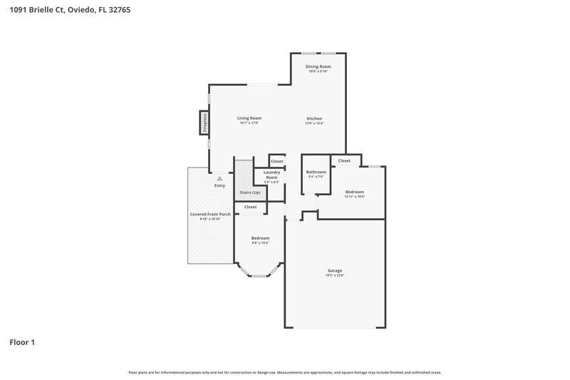 2,370/Mo, 1091 Brielle Ct Oviedo, FL 32765 Floor Plan View