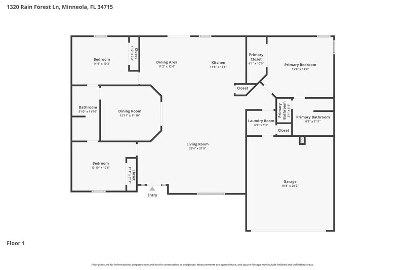 2,125/Mo, 1320 Rain Forest Ln Minneola, FL 34715 Floor Plan View