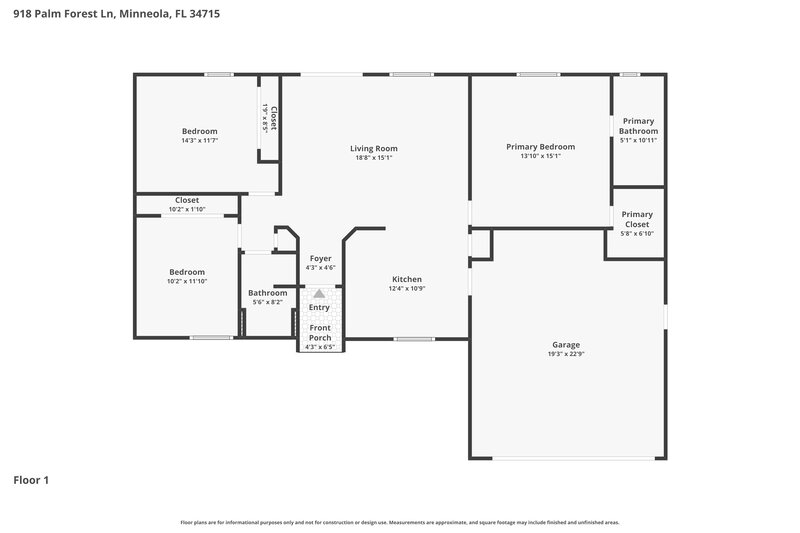 2,120/Mo, 918 Palm Forest Ln Minneola, FL 34715 Floor Plan View