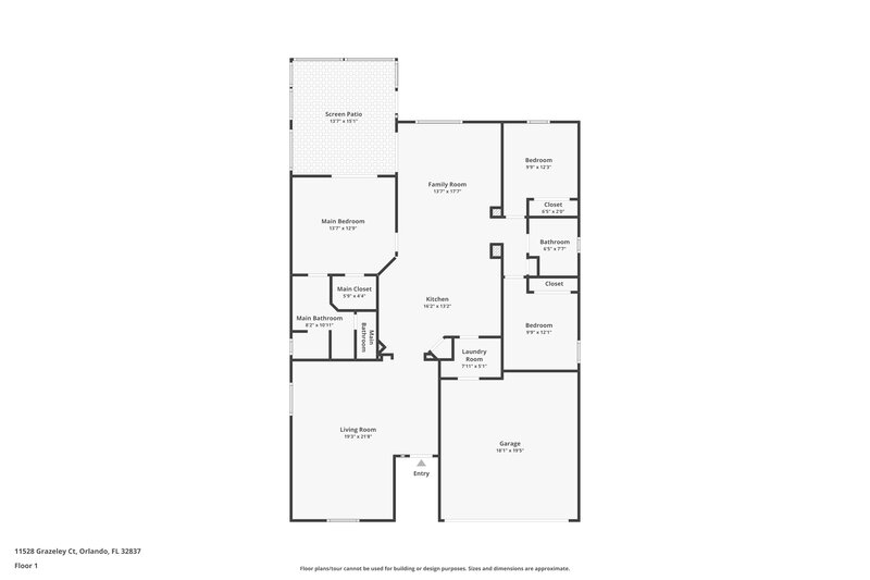 2,575/Mo, 11528 Grazeley Ct Orlando, FL 32837 Floor Plan View