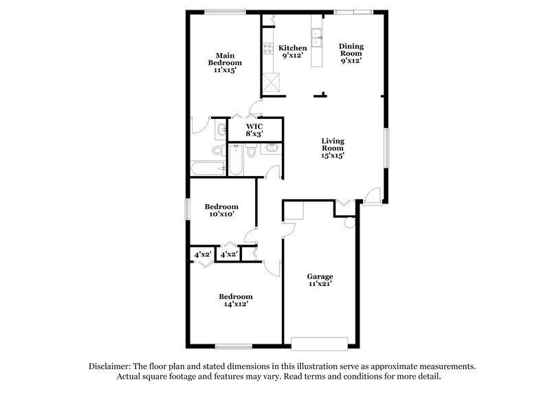 2,200/Mo, 7612 Fort Sumter Dr Orlando, FL 32822 Floor Plan View