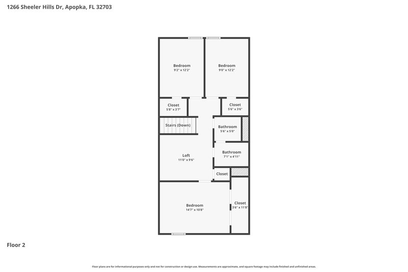 2,440/Mo, 1266 Sheeler Hills Dr Apopka, FL 32703 Floor Plan View 2