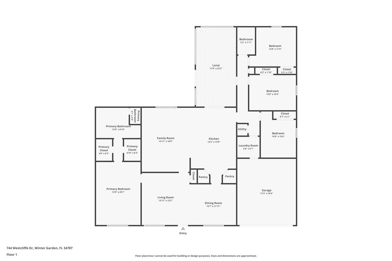 2,595/Mo, 744 Westcliffe Dr Winter Garden, FL 34787 Floor Plan View