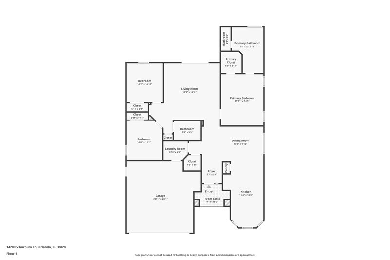 2,340/Mo, 14200 Viburnum Ln Orlando, FL 32828 Floor Plan View