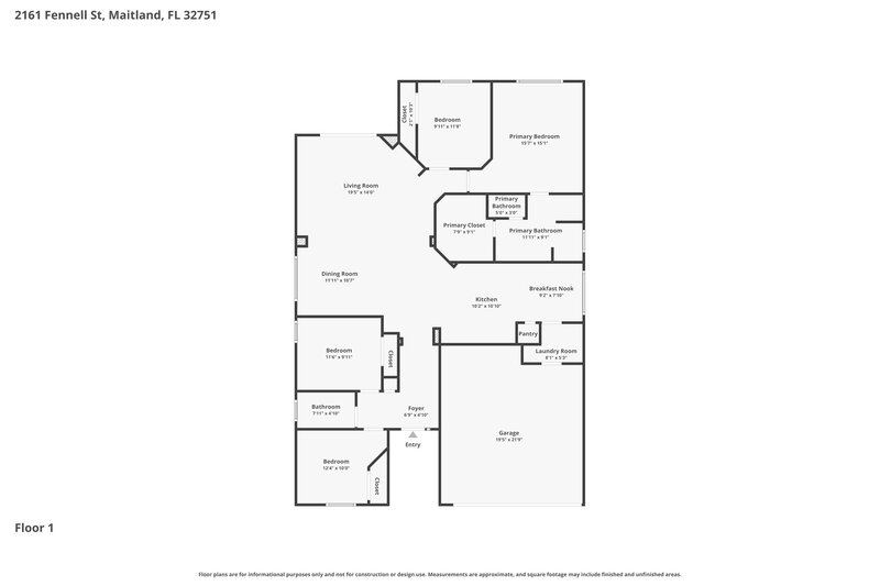 2,735/Mo, 2161 Fennell St Maitland, FL 32751 Floorplan View