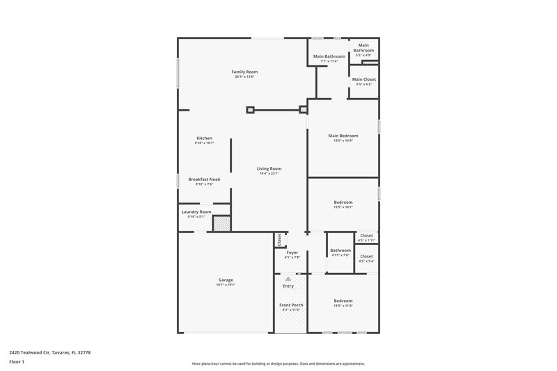 2,145/Mo, 2420 Tealwood Cir Tavares, FL 32778 Floorplan View
