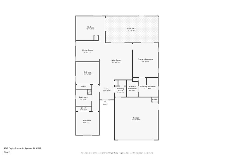 2,085/Mo, 1047 Eagles Forrest Drive Apopka, FL 32712 Floor Plan View