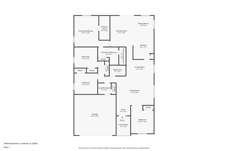 2,225/Mo, 4439 Brookdale Ct Orlando, FL 32826 Floor Plan View