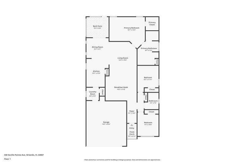 2,210/Mo, 330 Seville Pointe Ave Orlando, FL 32807 Floor Plan View