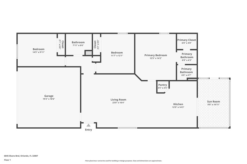 2,080/Mo, 6845 Ebans Bnd Orlando, FL 32807 Floor Plan View