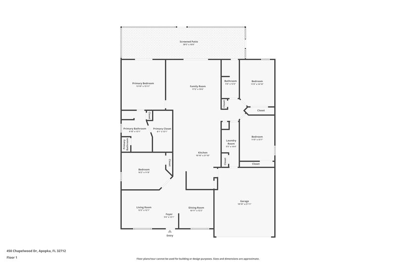 2,580/Mo, 450 Chapelwood Dr Apopka, FL 32712 Floor Plan View