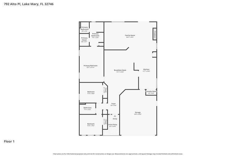 2,475/Mo, 792 Alto Pl Lake Mary, FL 32746 Floor Plan View