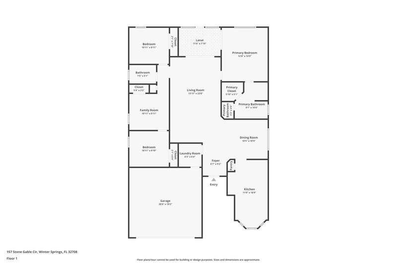 2,230/Mo, 157 Stone Gable Cir Winter Springs, FL 32708 Floorplan View