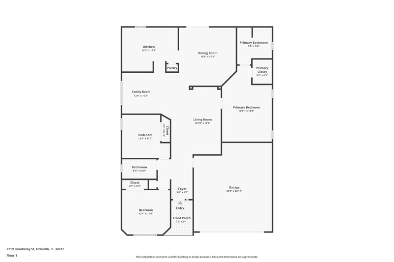 2,070/Mo, 7719 Brookway St Orlando, FL 32817 Floor Plan View