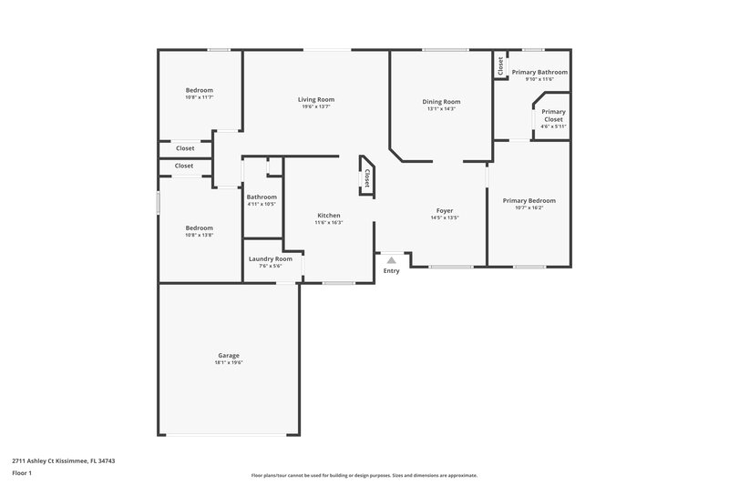 2,045/Mo, 2711 Ashley Ct Kissimmee, FL 34743 Floor Plan View