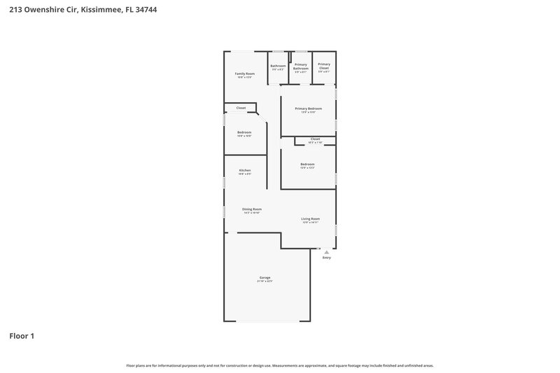 2,060/Mo, 213 Owenshire Cir Kissimmee, FL 34744 Floor Plan View