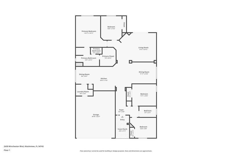 2,405/Mo, 2430 Winchester Blvd Kissimmee, FL 34743 Floor Plan View