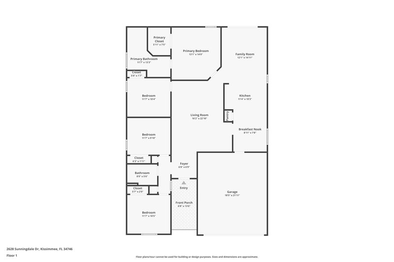 2,035/Mo, 2628 Sunningdale Dr Kissimmee, FL 34746 Floor Plan View