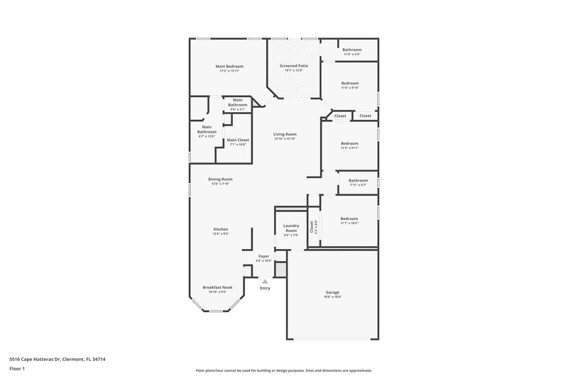 2,365/Mo, 5516 Cape Hatteras Dr Clermont, FL 34714 Floor Plan View
