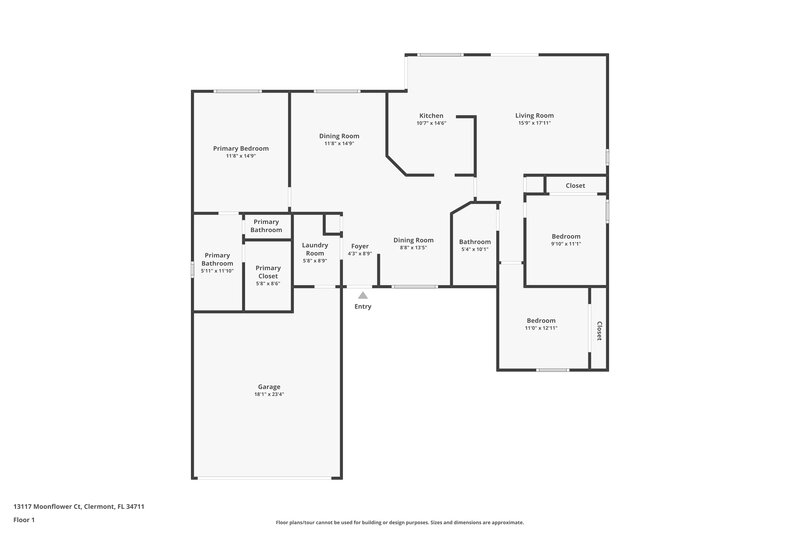 2,165/Mo, 13117 Moonflower Ct Clermont, FL 34711 Floor Plan View