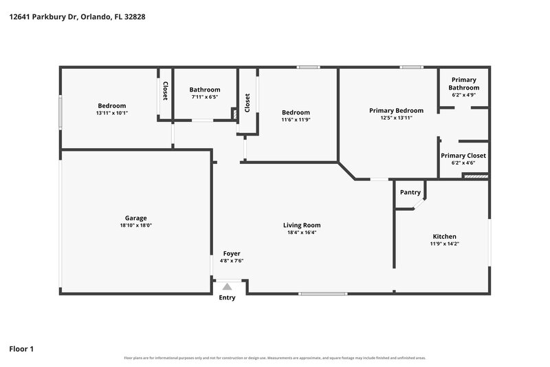 2,035/Mo, 12641 Parkbury Dr Orlando, FL 32828 Floor Plan View
