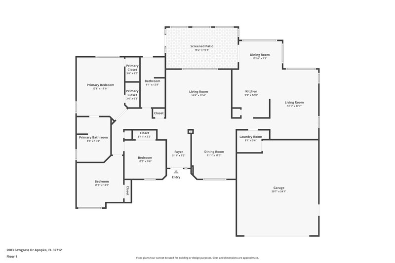 2,390/Mo, 2083 Sawgrass Dr Apopka, FL 32712 Floor Plan View