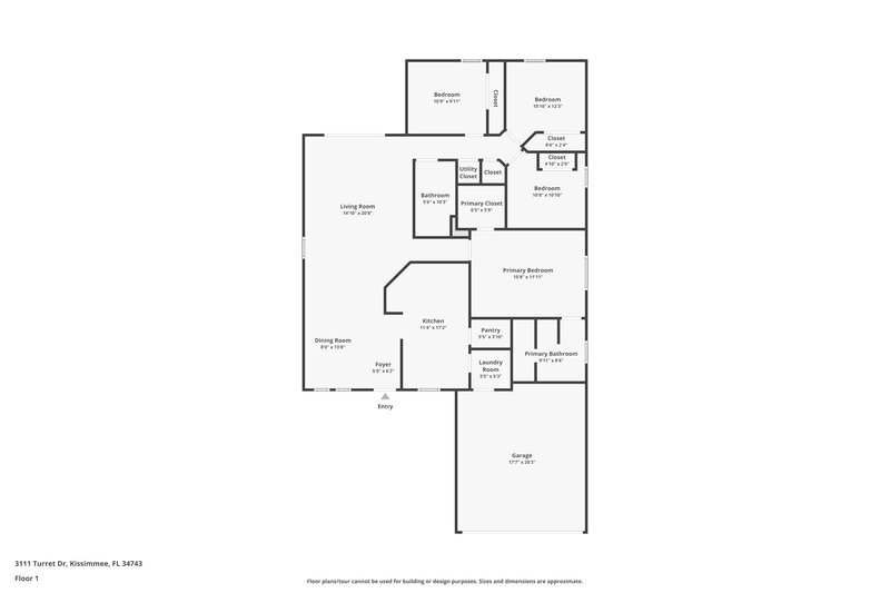 2,265/Mo, 3111 Turret Dr Kissimmee, FL 34743 Floor Plan View