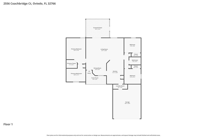 2,450/Mo, 2556 Coachbridge Ct Oviedo, FL 32766 Floor Plan View