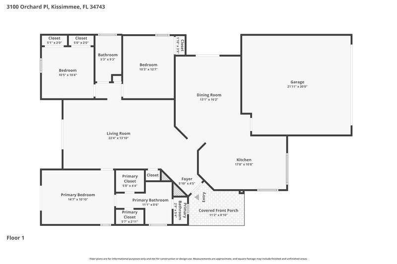 2,220/Mo, 3100 Orchard Pl Kissimmee, FL 34743 Floor Plan View