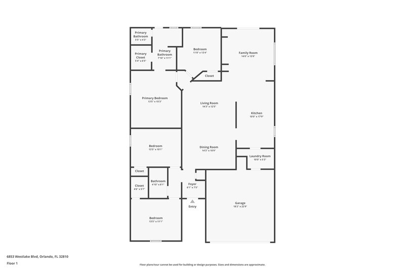 2,205/Mo, 6853 Westlake Blvd Orlando, FL 32810 Floor Plan View