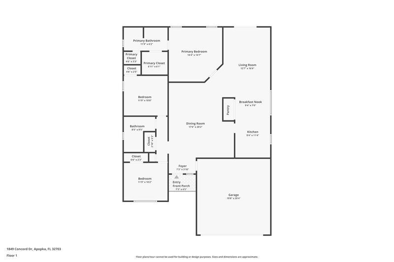 1,990/Mo, 1849 Concord Dr Apopka, FL 32703 Floorplan View