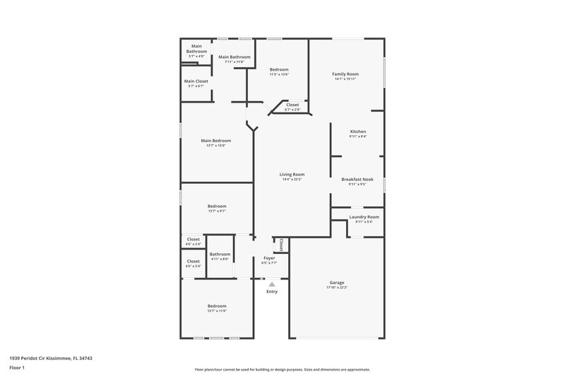 2,140/Mo, 1939 Peridot Cir Kissimmee, FL 34743 Floor Plan View