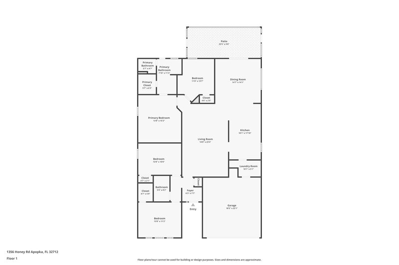 2,380/Mo, 1356 Honey Rd Apopka, FL 32712 Floor Plan View