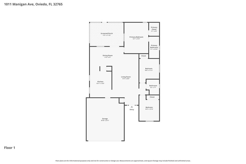 2,335/Mo, 1011 Manigan Ave Oviedo, FL 32765 Floor Plan View