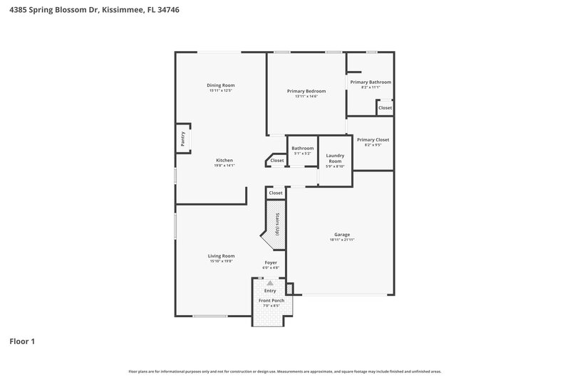 2,415/Mo, 4385 Spring Blossom Dr Kissimmee, FL 34746 Floor Plan View