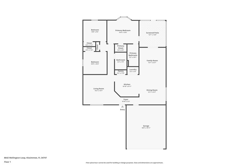 1,985/Mo, 8642 Wellington Loop Kissimmee, FL 34747 Floor Plan View