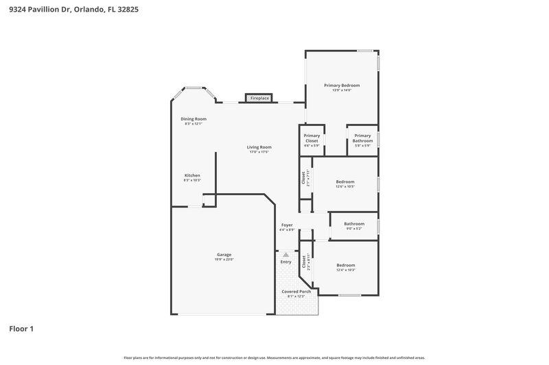 2,210/Mo, 9324 Pavillion Dr Orlando, FL 32825 Floor Plan View