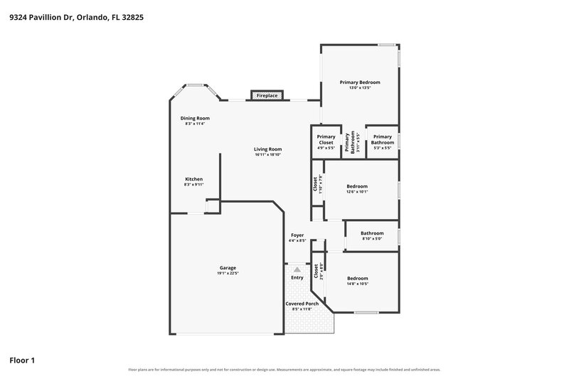 2,155/Mo, 9324 Pavillion Dr Orlando, FL 32825 Floor Plan View