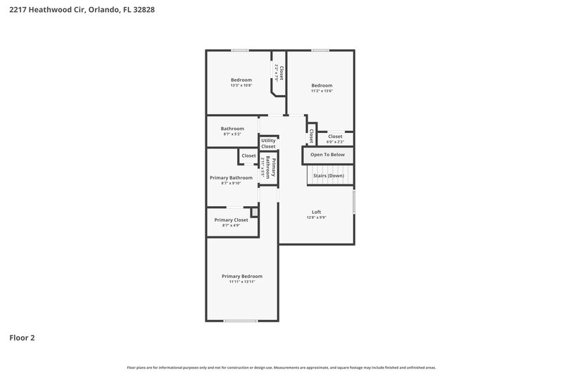 2,920/Mo, 2217 Heathwood Cir Orlando, FL 32828 Floor Plan View 2