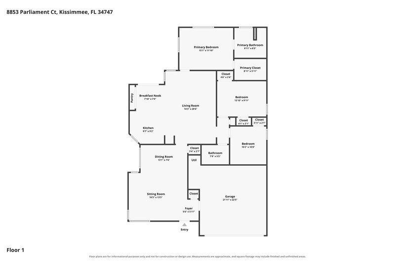 2,670/Mo, 8853 Parliament Ct Kissimmee, FL 34747 Floor Plan View