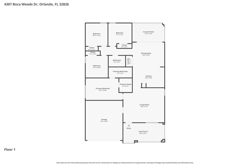 2,370/Mo, 4307 Boca Woods Dr Orlando, FL 32826 Floor Plan View