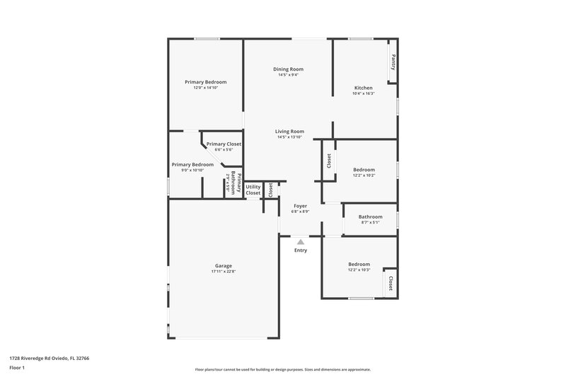 2,250/Mo, 1728 Riveredge Rd Oviedo, FL 32766 Floor Plan View