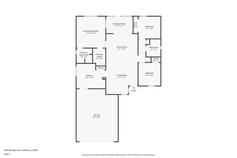 2,105/Mo, 1092 Manigan Ave Oviedo, FL 32765 Floor Plan View