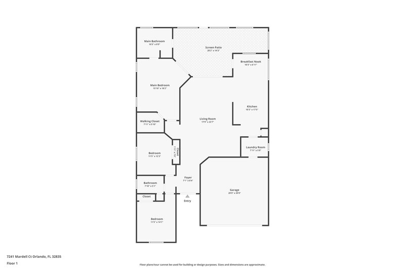 2,390/Mo, 7241 Mardell Ct Orlando, FL 32835 Floor Plan View